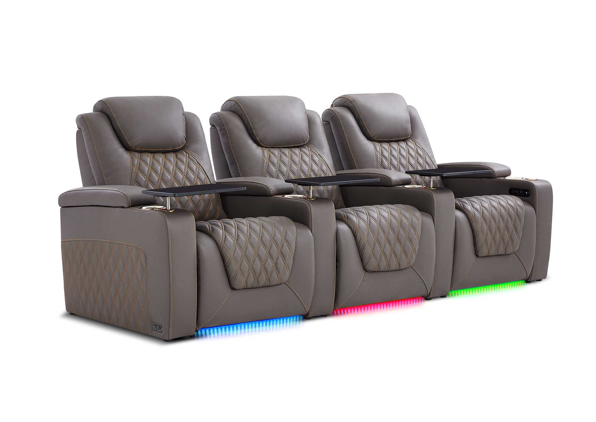 Weilianda Chic XL Series 3-Seat Leather Sofa | Extra-Wide Seating & 7-Color Ambient Lighting