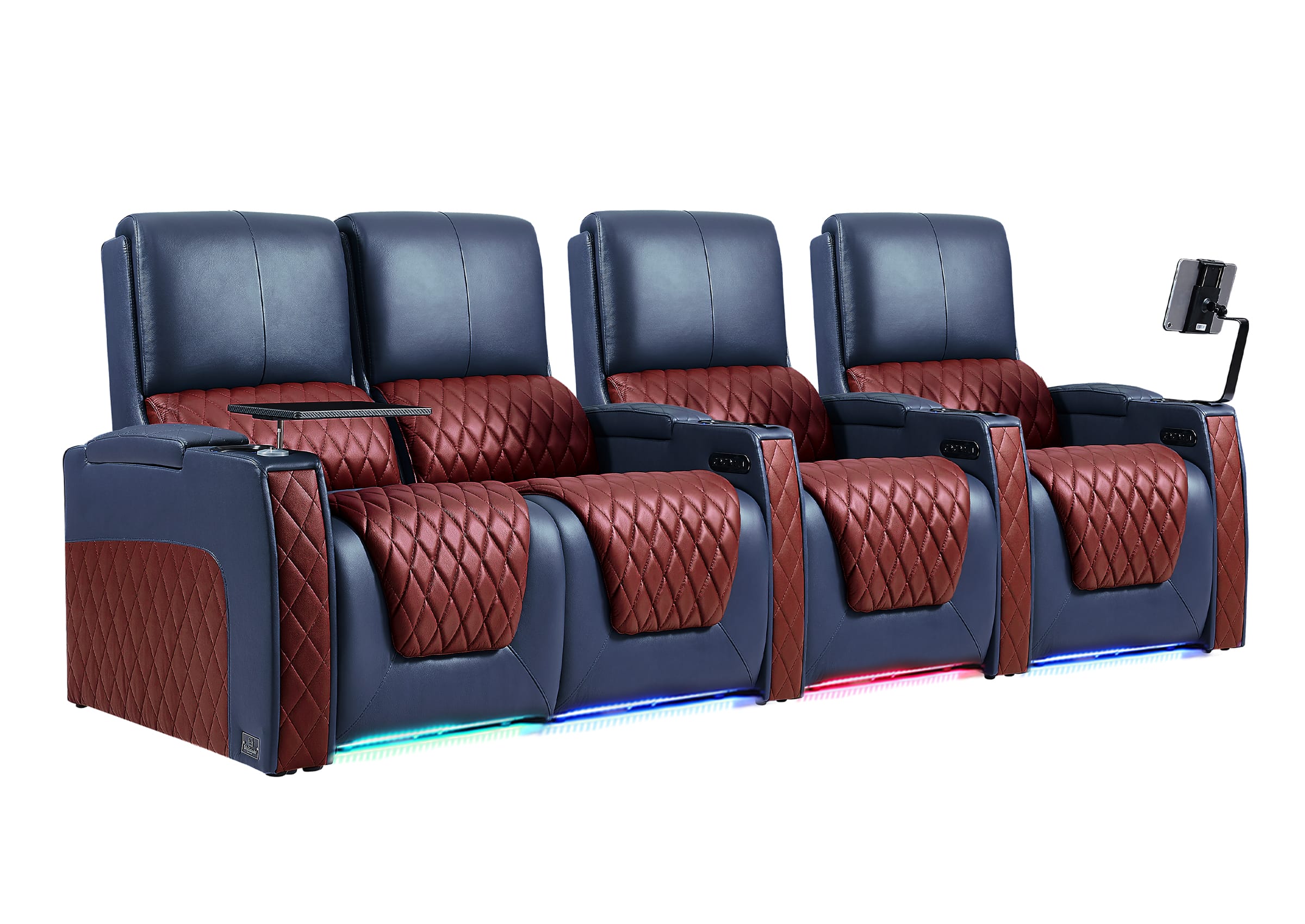 Weilianda AstroUltra Series Blue Custom Two-Tone 4-Seat Modern Recliner Chair with USB Ports