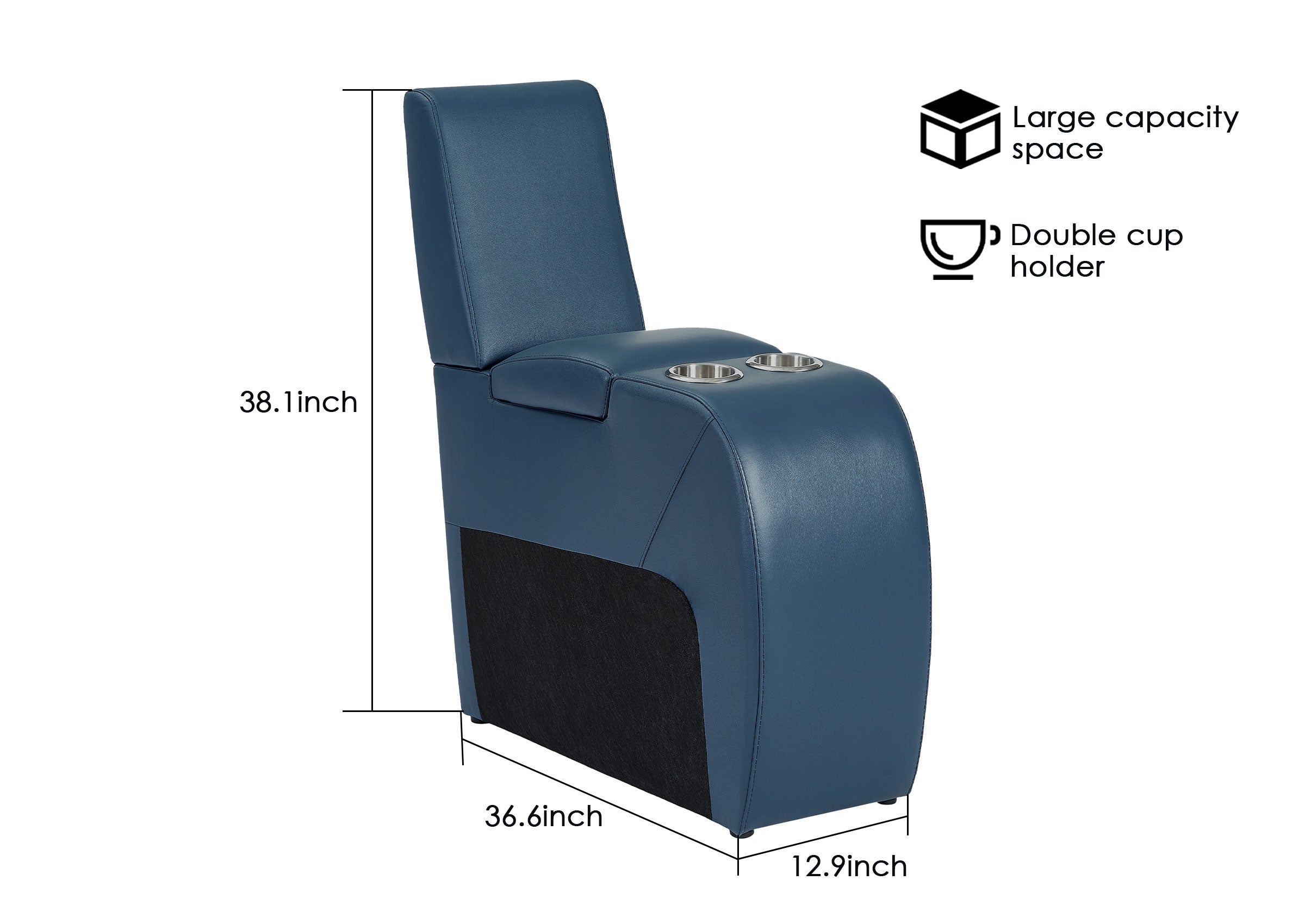 Weilianda Center Storage Console for Home Theater Seating | Large Armrest Storage, Wide Surface, 2 Cup Holders