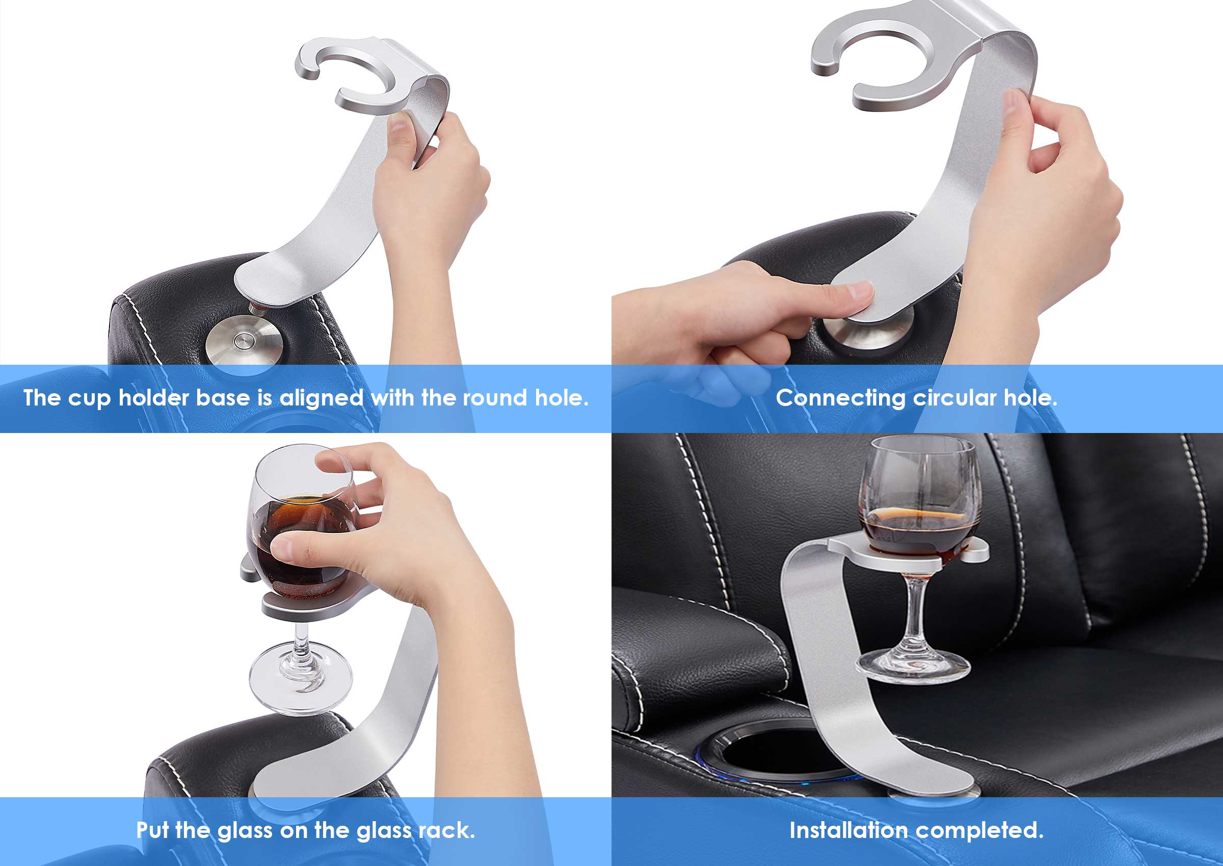 Weilianda Adjustable Wine Glass Holder for Home Theater Seating | Spill-Resistant & Secure Mount