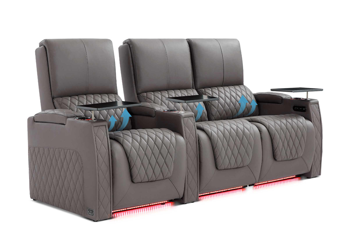 Weilianda AstroUltra Lumbar Series 3-Seat Home Theater Recliner with Ergonomic Lumbar Support | Ambient Lighting for Media Room