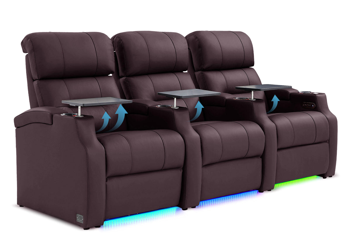 Weilianda Vanguard Lumbar Series 3-Seat Genuine Leather Sofa with Power Lumbar Support