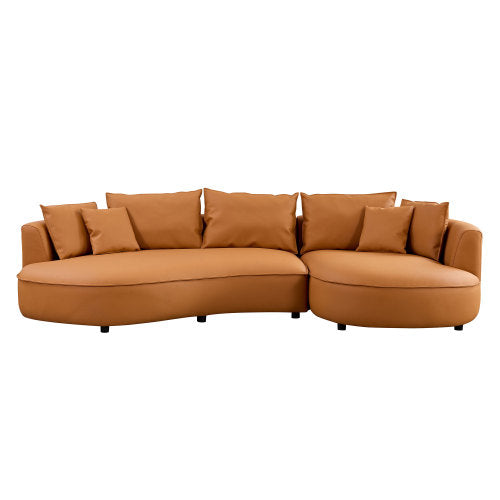 Sleek 5-Seat Curved Sectional Sofa with Luxe Eco-Leather