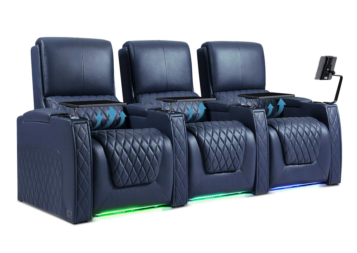 Weilianda AstroUltra Lumbar Series 3-Seat Home Theater Recliner with Ergonomic Lumbar Support | Ambient Lighting for Media Room