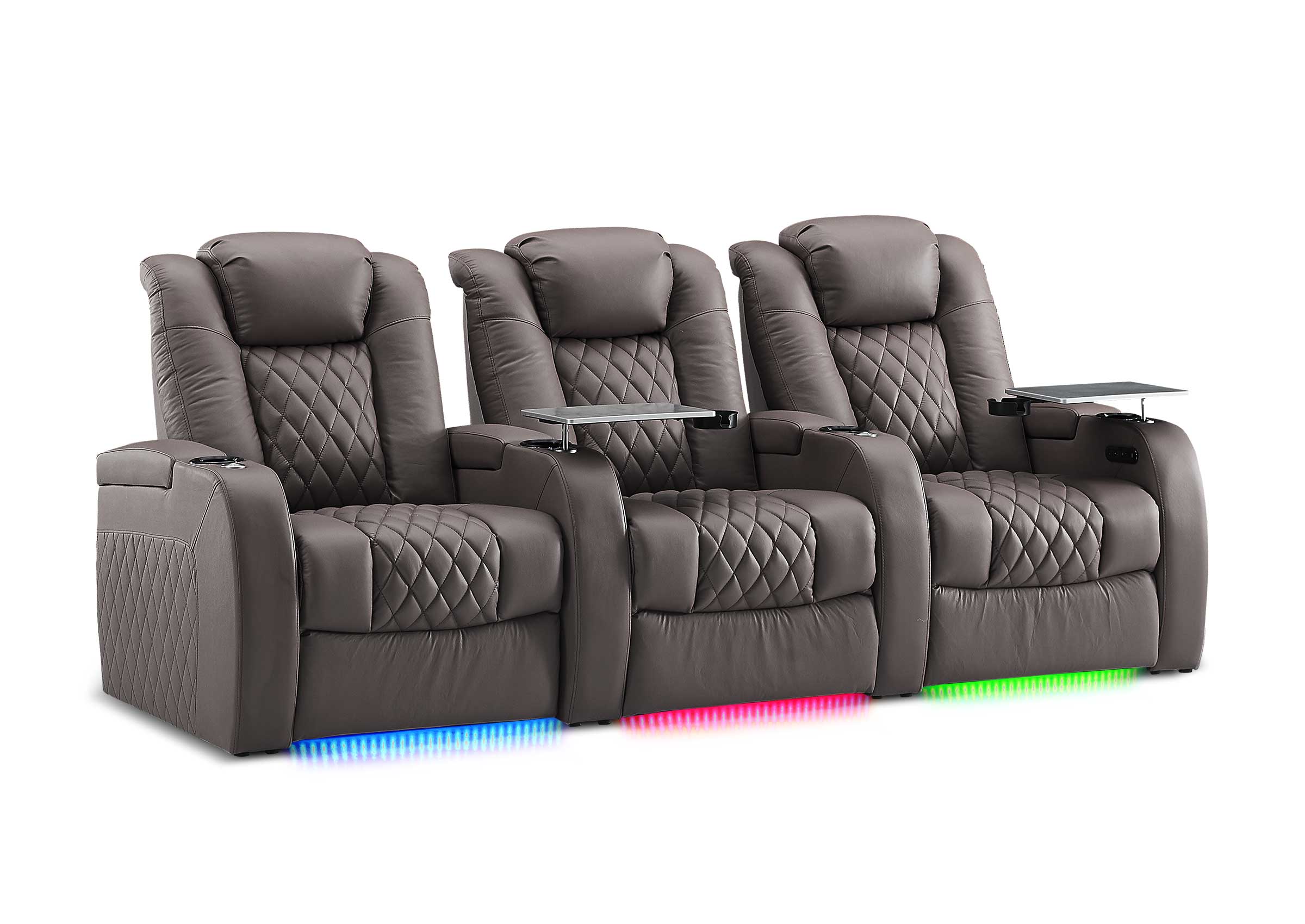 Weilianda FortLux XL Series – Big & Tall Design | Three-Seat Movie Theater Seating with Geniune Leather and USB Charging Ports