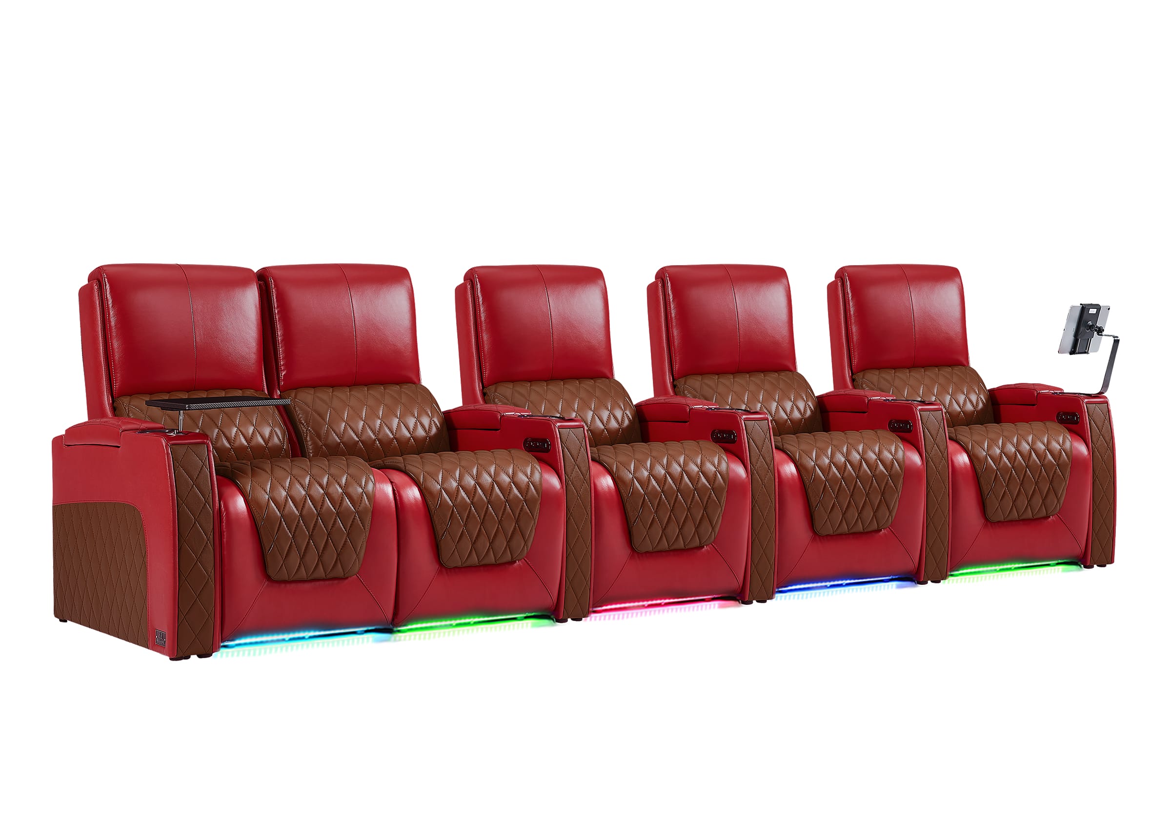 Weilianda AstroUltra Series Red Custom Dual-Tone Power Recliner with Zero Gravity Seating 5-Seater
