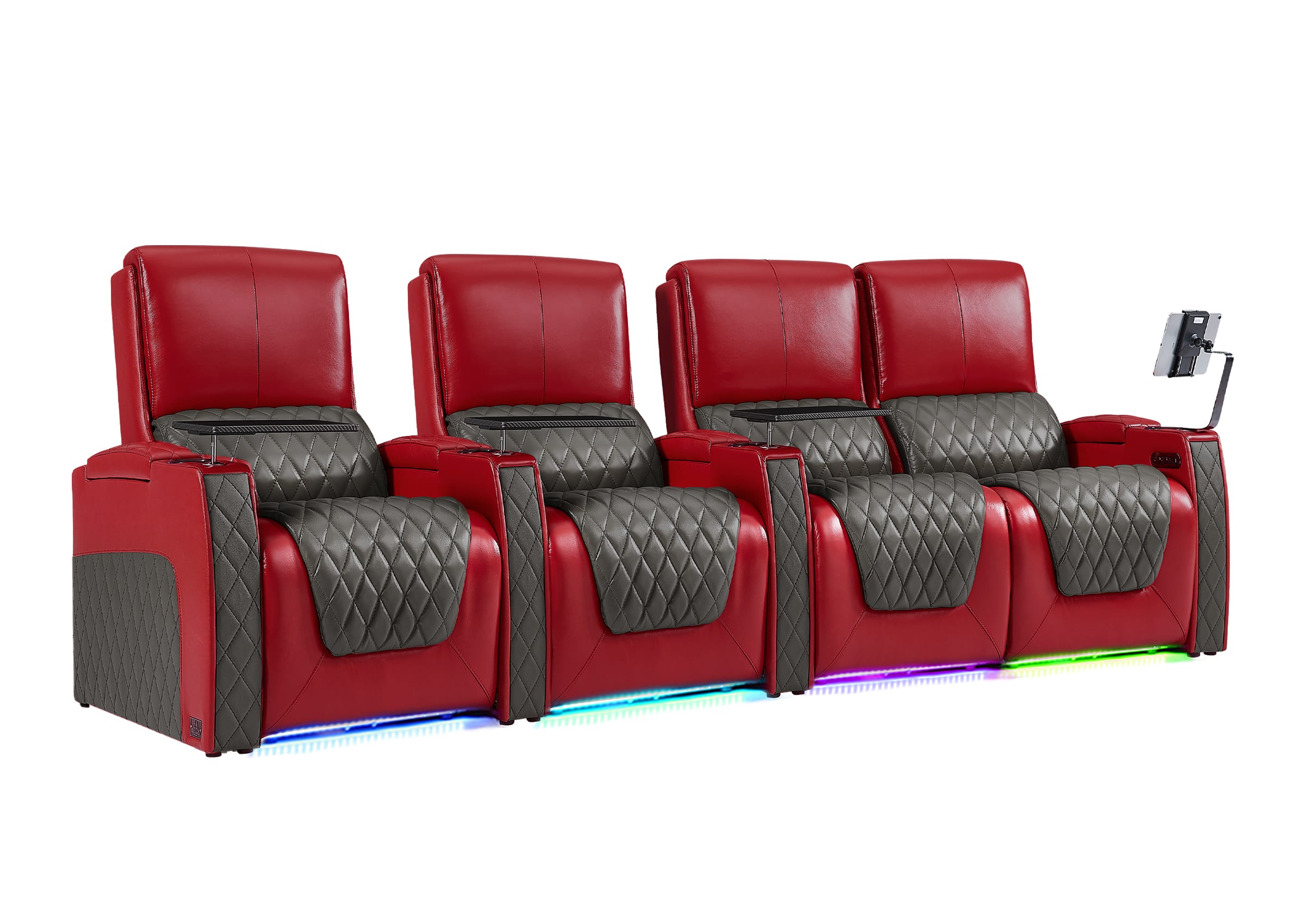 Weilianda AstroUltra Series Red Custom Two-Tone 4-Seat Genuine Sofa with USB Charging