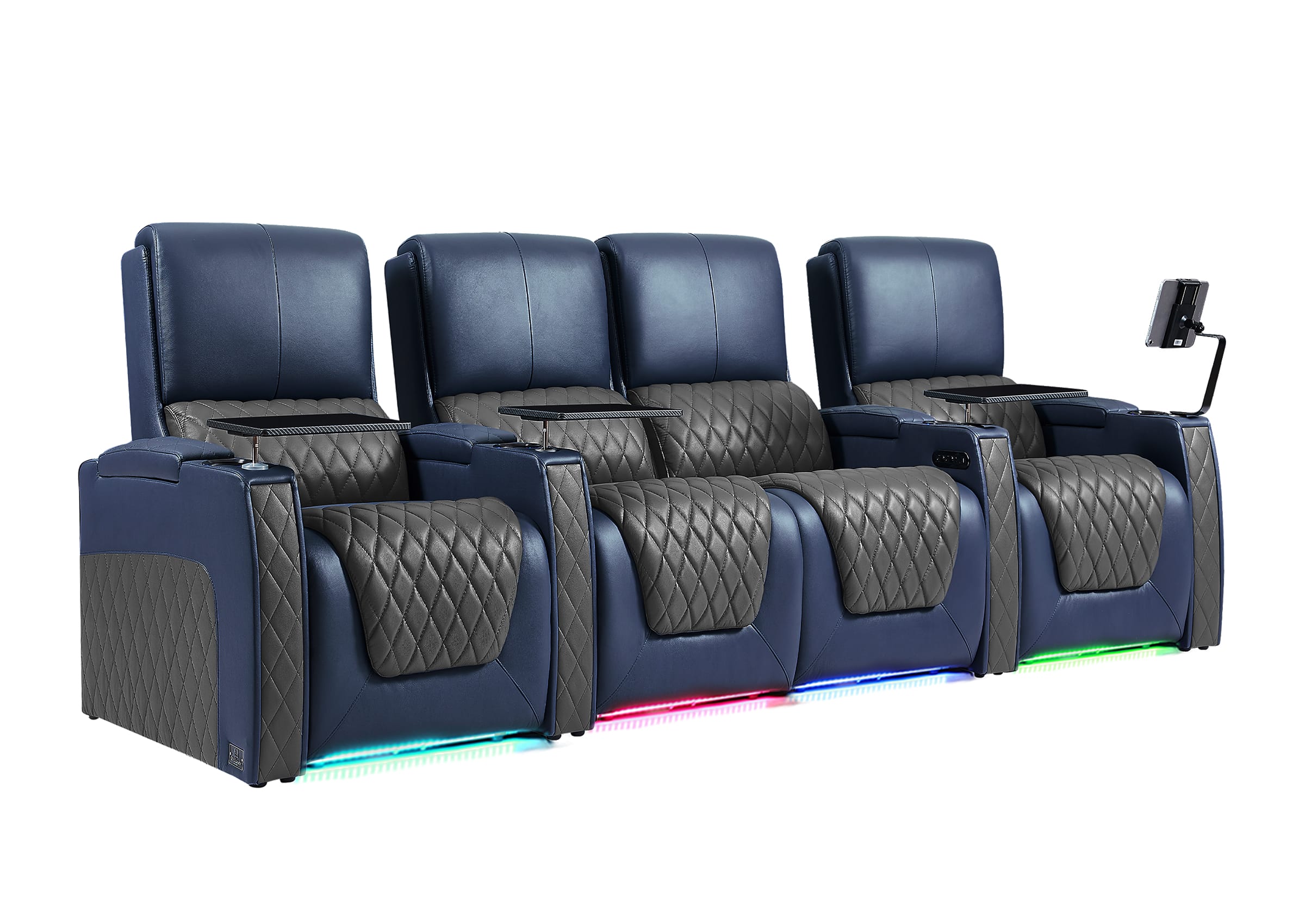Weilianda AstroUltra Series Blue Custom Two-Tone 4-Seat Modern Recliner Chair with USB Ports
