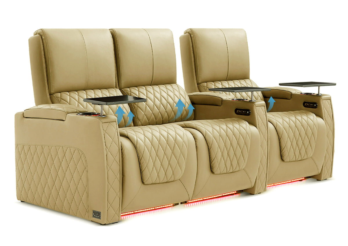 Weilianda AstroUltra Lumbar Series 3-Seat Home Theater Recliner with Ergonomic Lumbar Support | Ambient Lighting for Media Room