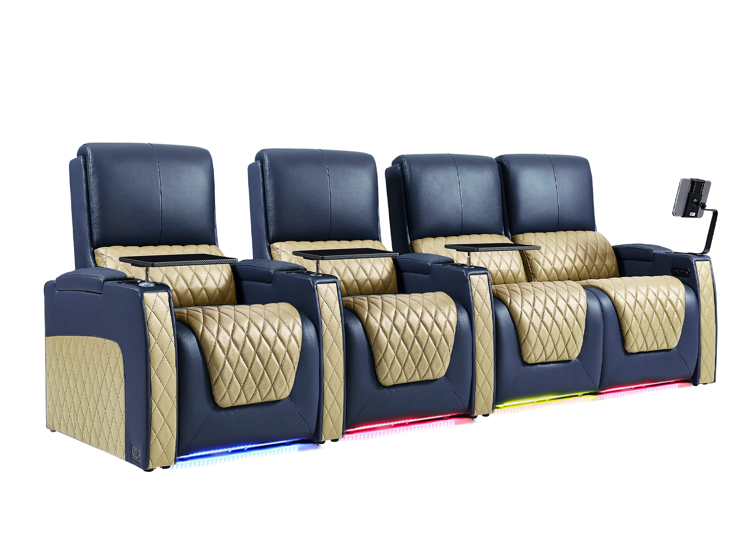 Weilianda AstroUltra Series Blue Custom Two-Tone 4-Seat Modern Recliner Chair with USB Ports