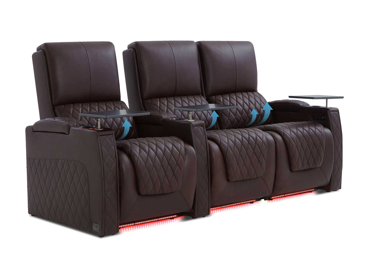 Weilianda AstroUltra Lumbar Series 3-Seat Home Theater Recliner with Ergonomic Lumbar Support | Ambient Lighting for Media Room