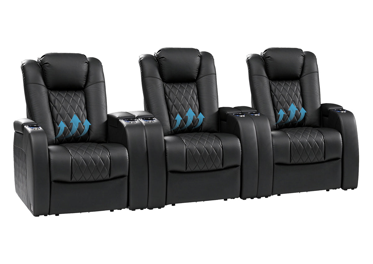 Weilianda FortLux Lumbar Series 3-Seat Reclining Seats with Ergonomic Lumbar Support | Movie Theater Recliner Sofa