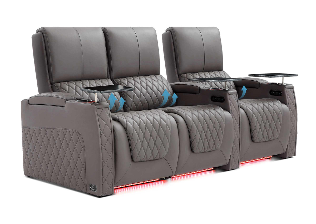 Weilianda AstroUltra Lumbar Series 3-Seat Home Theater Recliner with Ergonomic Lumbar Support | Ambient Lighting for Media Room
