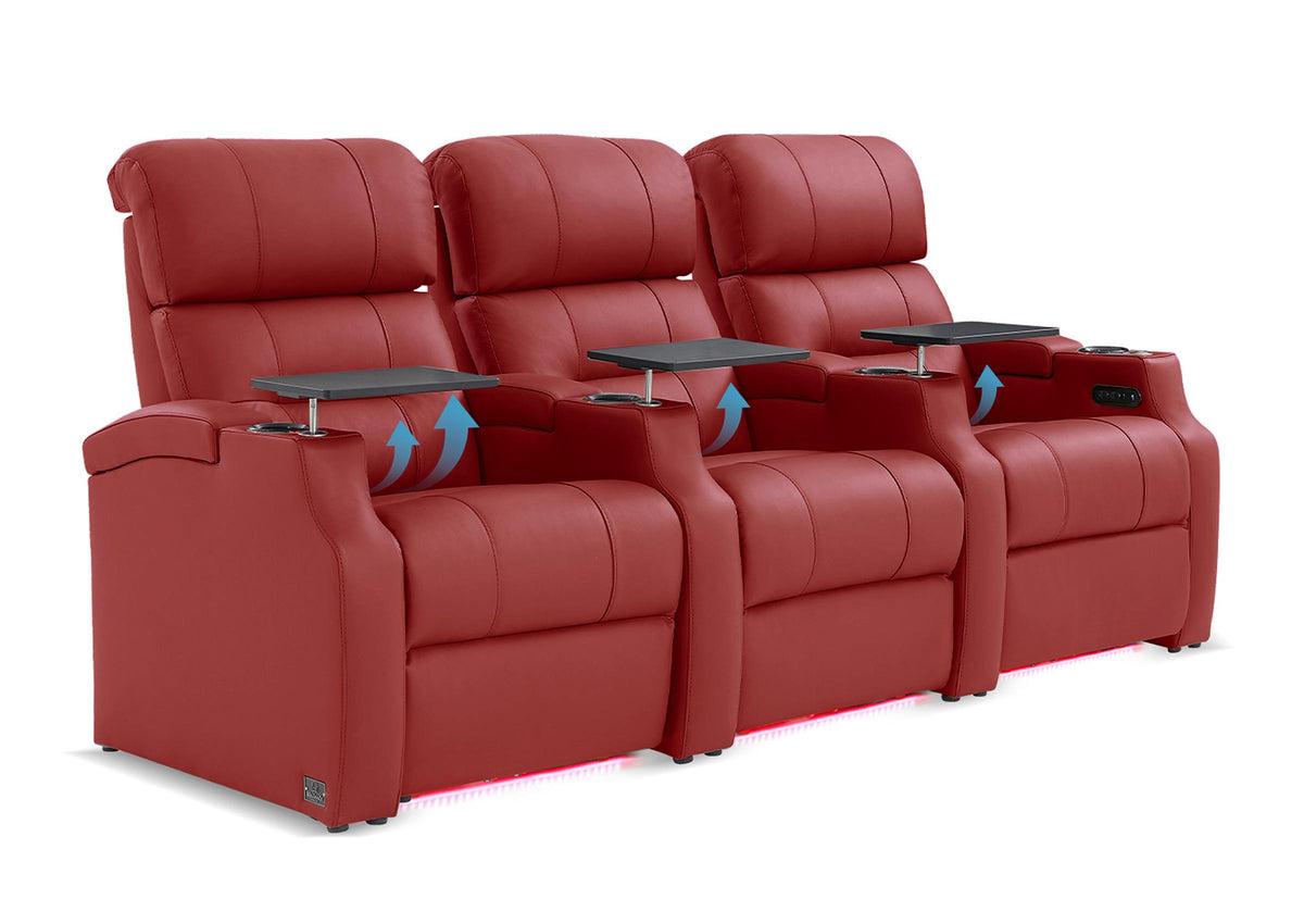 Weilianda Vanguard Lumbar Series 3-Seat Genuine Leather Sofa with Power Lumbar Support