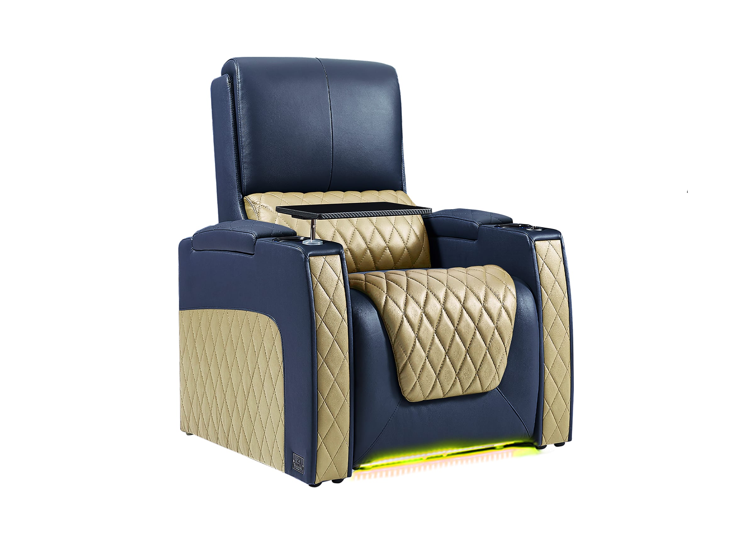 Weilianda AstroUltra Series Blue Custom Dual-Tone Single Top-Grain Leather Sofa with Multi-Color Lighting