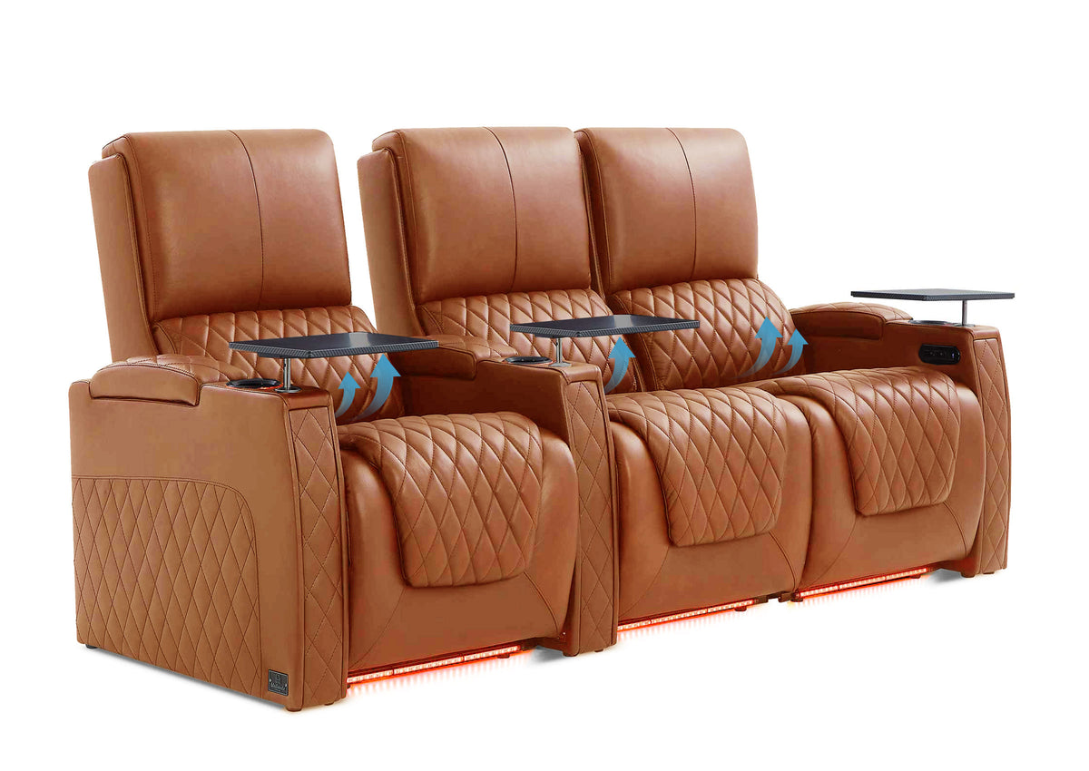 Weilianda AstroUltra Lumbar Series 3-Seat Home Theater Recliner with Ergonomic Lumbar Support | Ambient Lighting for Media Room