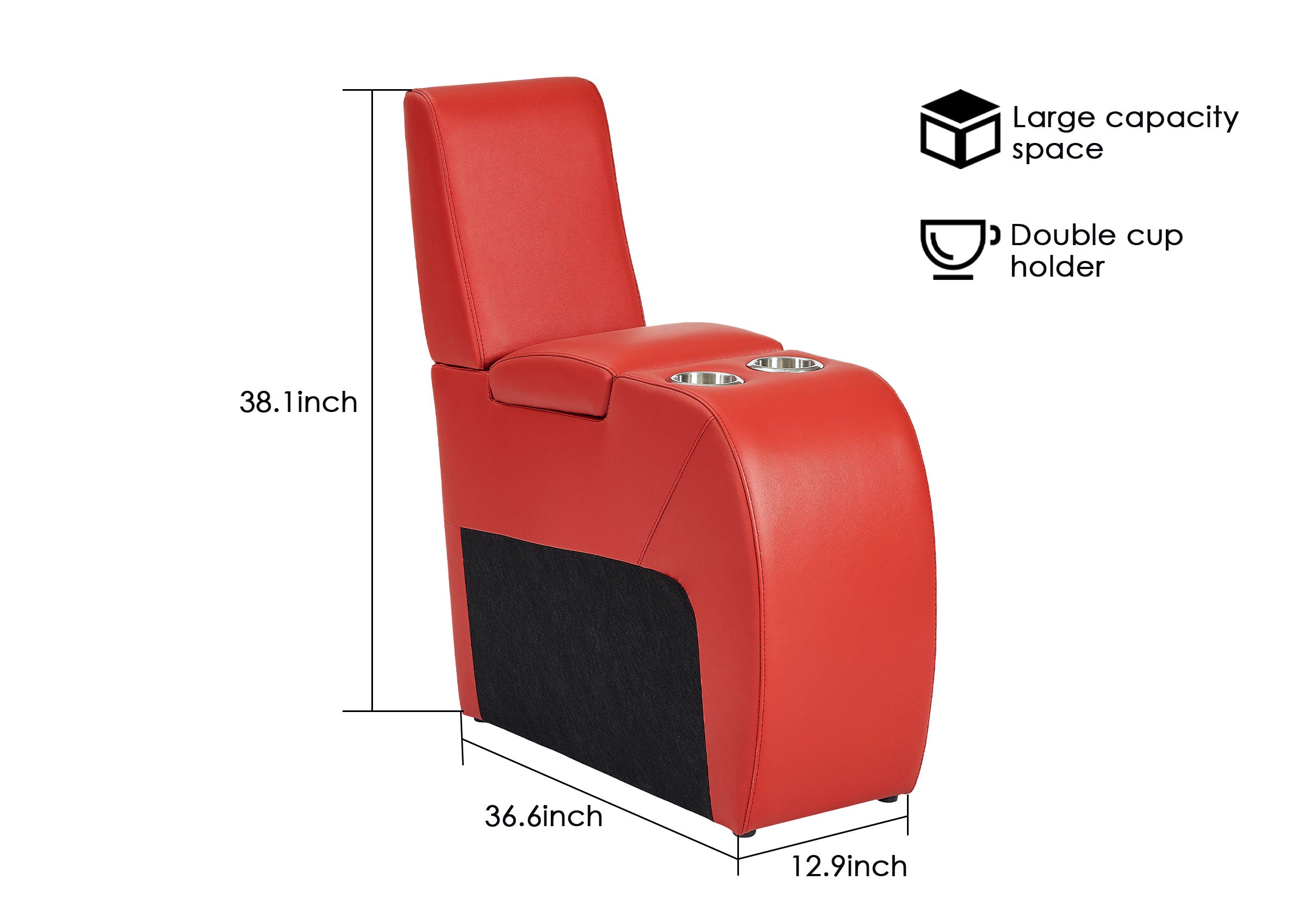 Weilianda Center Storage Console for Home Theater Seating | Large Armrest Storage, Wide Surface, 2 Cup Holders