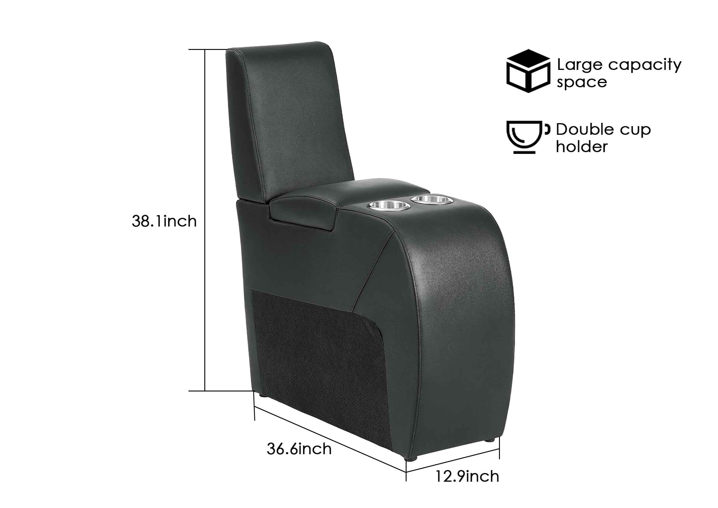 Weilianda Center Storage Console for Home Theater Seating | Large Armrest Storage, Wide Surface, 2 Cup Holders