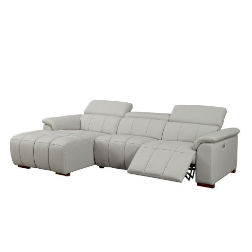 Premium L-Shaped Power Reclining Leather Sectional with USB, Headrests & Footrests