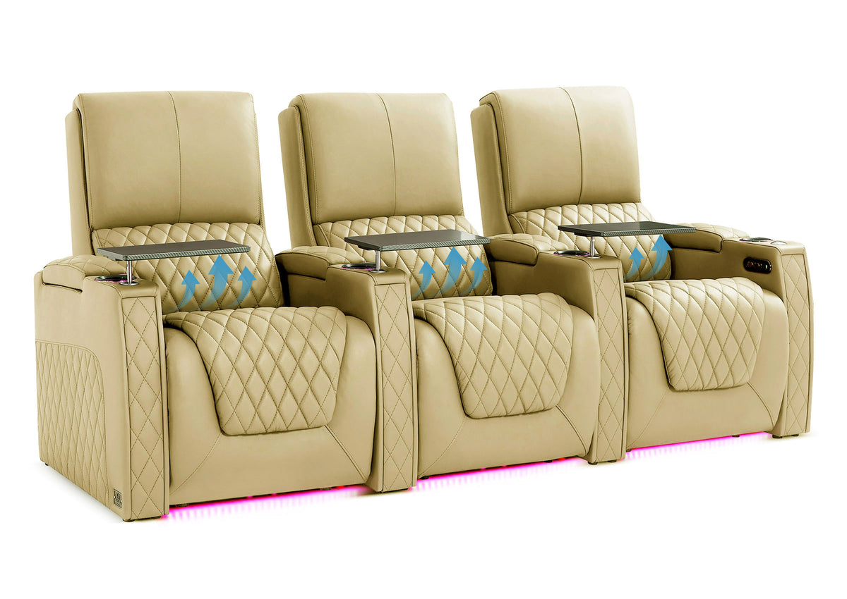 Weilianda AstroUltra Lumbar Series 3-Seat Home Theater Recliner with Ergonomic Lumbar Support | Ambient Lighting for Media Room