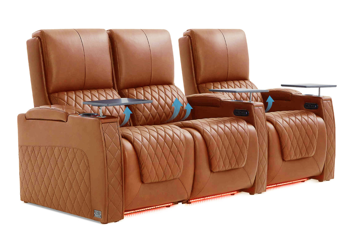 Weilianda AstroUltra Lumbar Series 3-Seat Home Theater Recliner with Ergonomic Lumbar Support | Ambient Lighting for Media Room