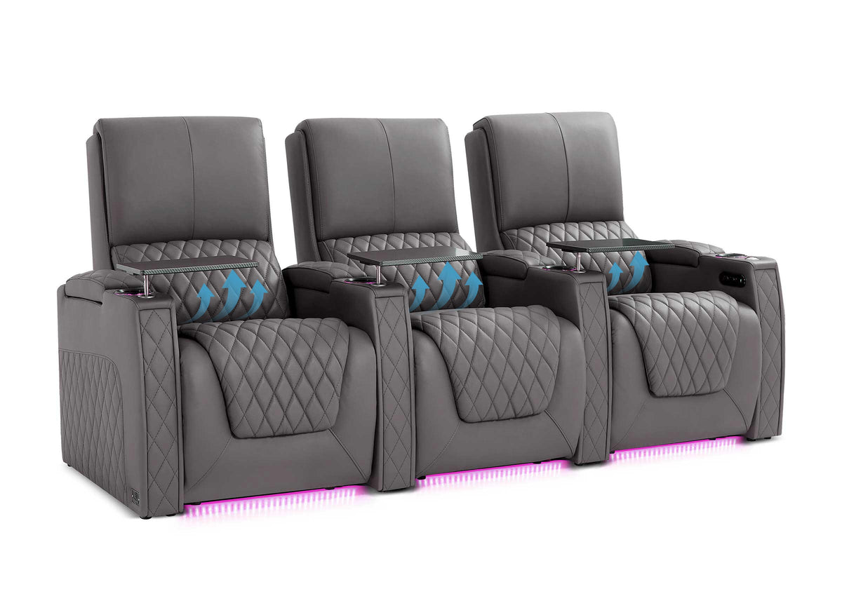Weilianda AstroUltra Lumbar Series 3-Seat Home Theater Recliner with Ergonomic Lumbar Support | Ambient Lighting for Media Room