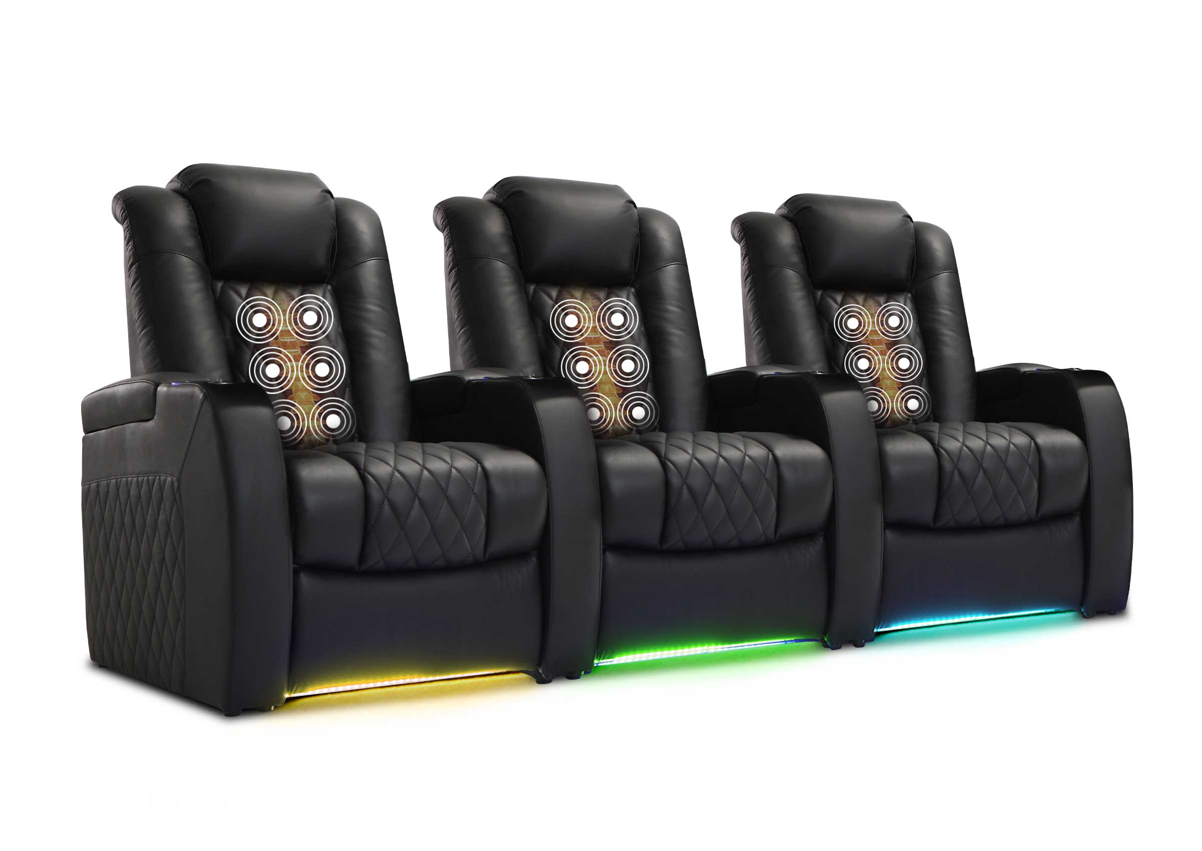 Weilianda FortLux Massage Series Custom 3-Seater Home Theater Recliners | 3-Level Massage, Top-Grain Leather, Zero Gravity