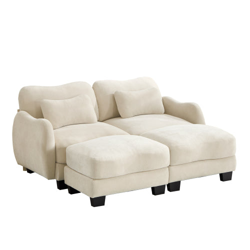 Oversized U-Shaped Chenille Sectional with Dual Movable Ottomans