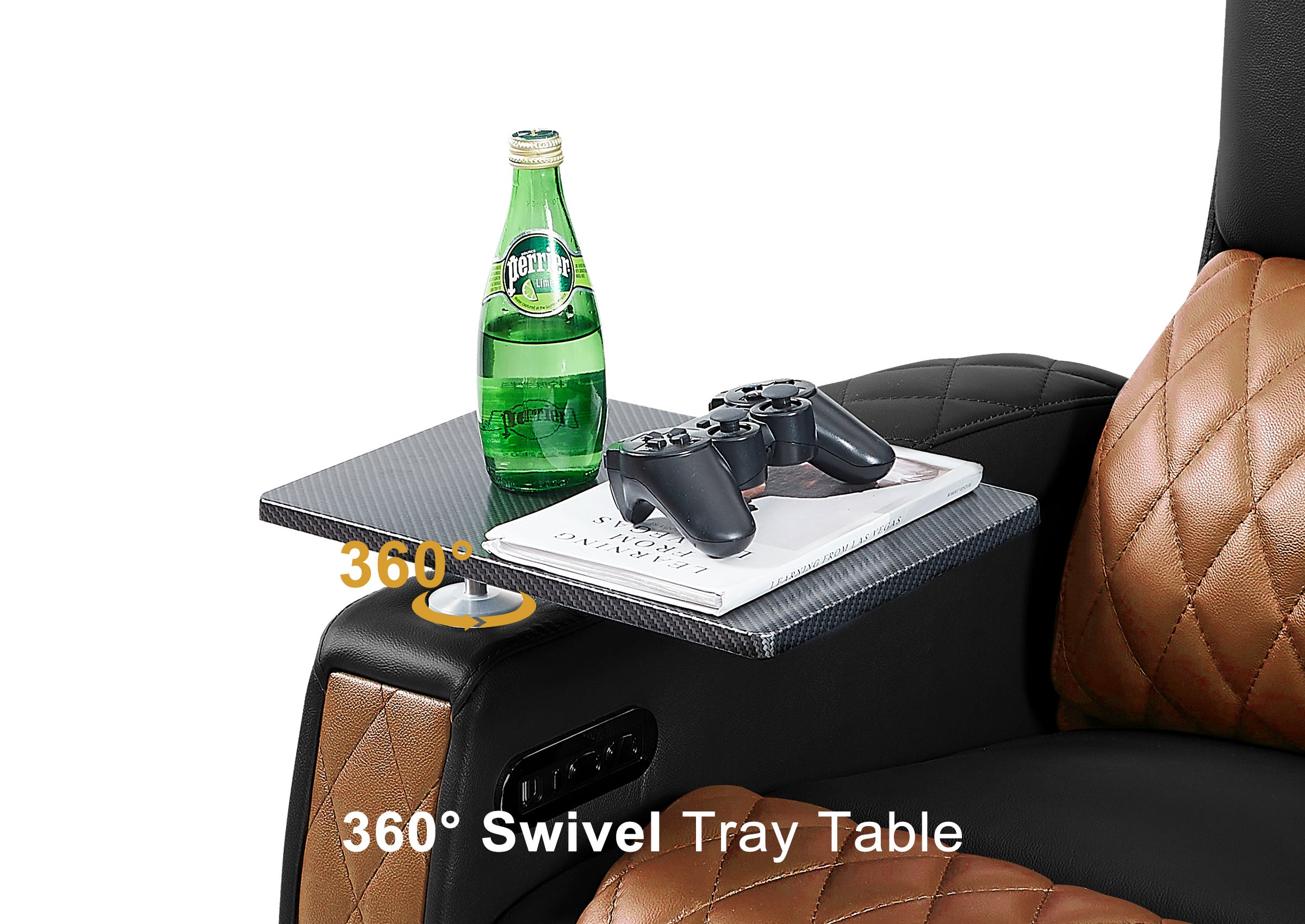 Weilianda AstroUltra Series Black Custom Dual-Color 2-Seat Home Cinema Sofa with Adjustable Headrest & Footrest