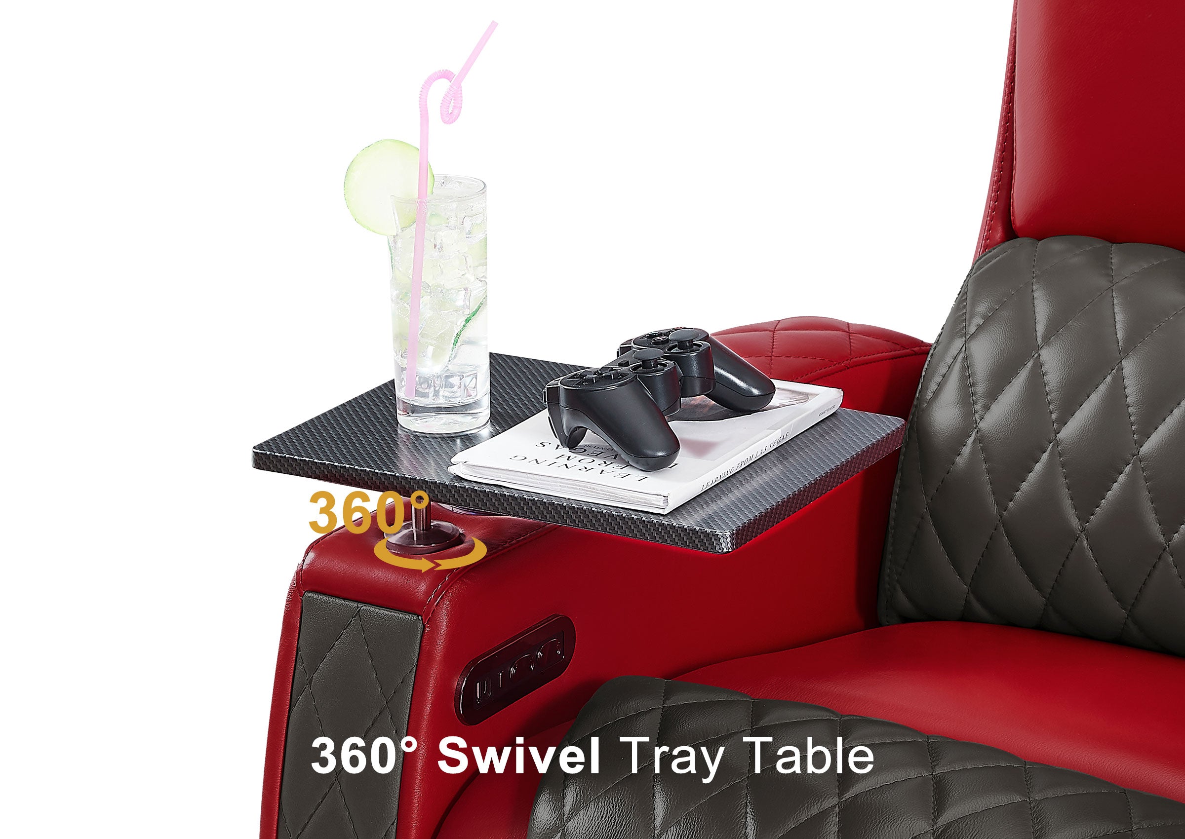 Weilianda AstroUltra Series Red Custom Dual-Tone Home Theater Loveseat Recliner with 7-Color LED Lighting