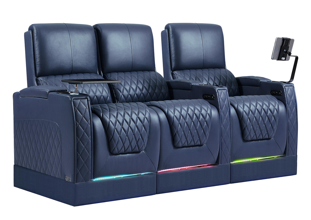 Weilianda AstroUltra Riser Series Three Seat Electric Theater Recliner | USB Charging for Game Room