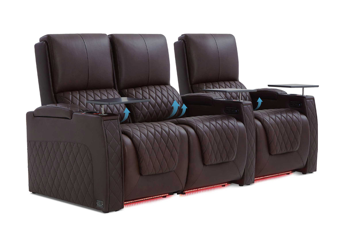Weilianda AstroUltra Lumbar Series 3-Seat Home Theater Recliner with Ergonomic Lumbar Support | Ambient Lighting for Media Room