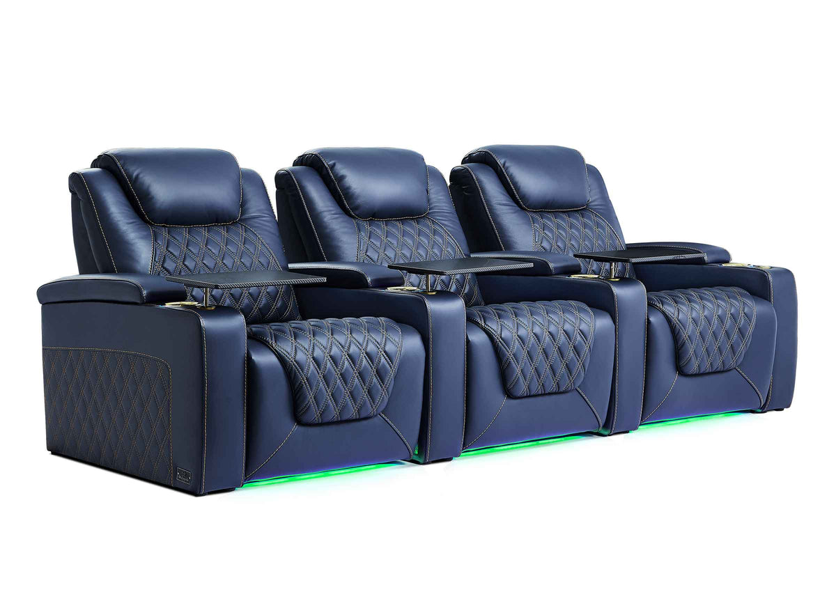 Weilianda Chic XL Series 3-Seat Leather Sofa | Extra-Wide Seating & 7-Color Ambient Lighting