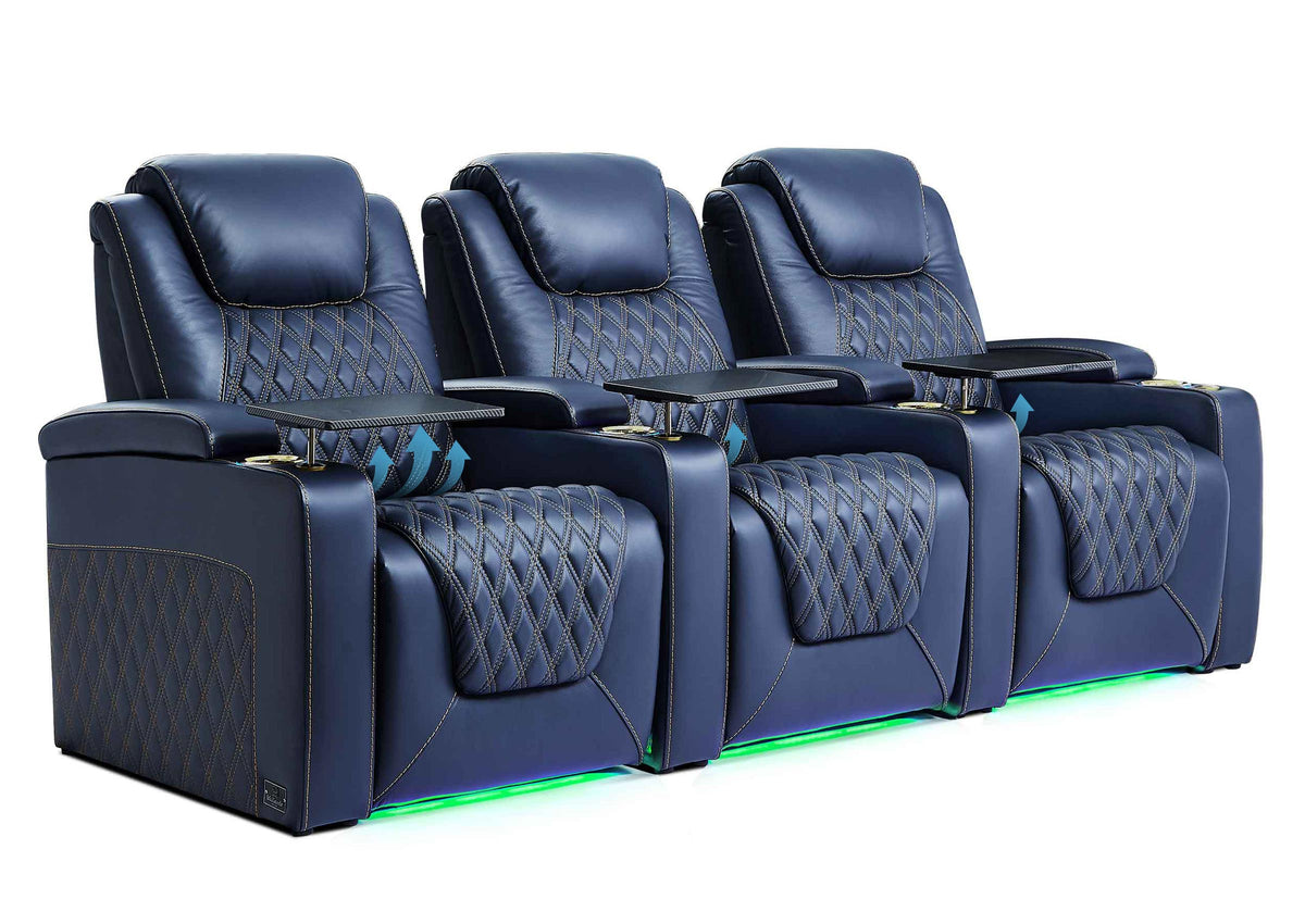 Weilianda Chic Lumbar Series Leather Seating Row of 3 with Built-In Lumbar Support for Home Theater