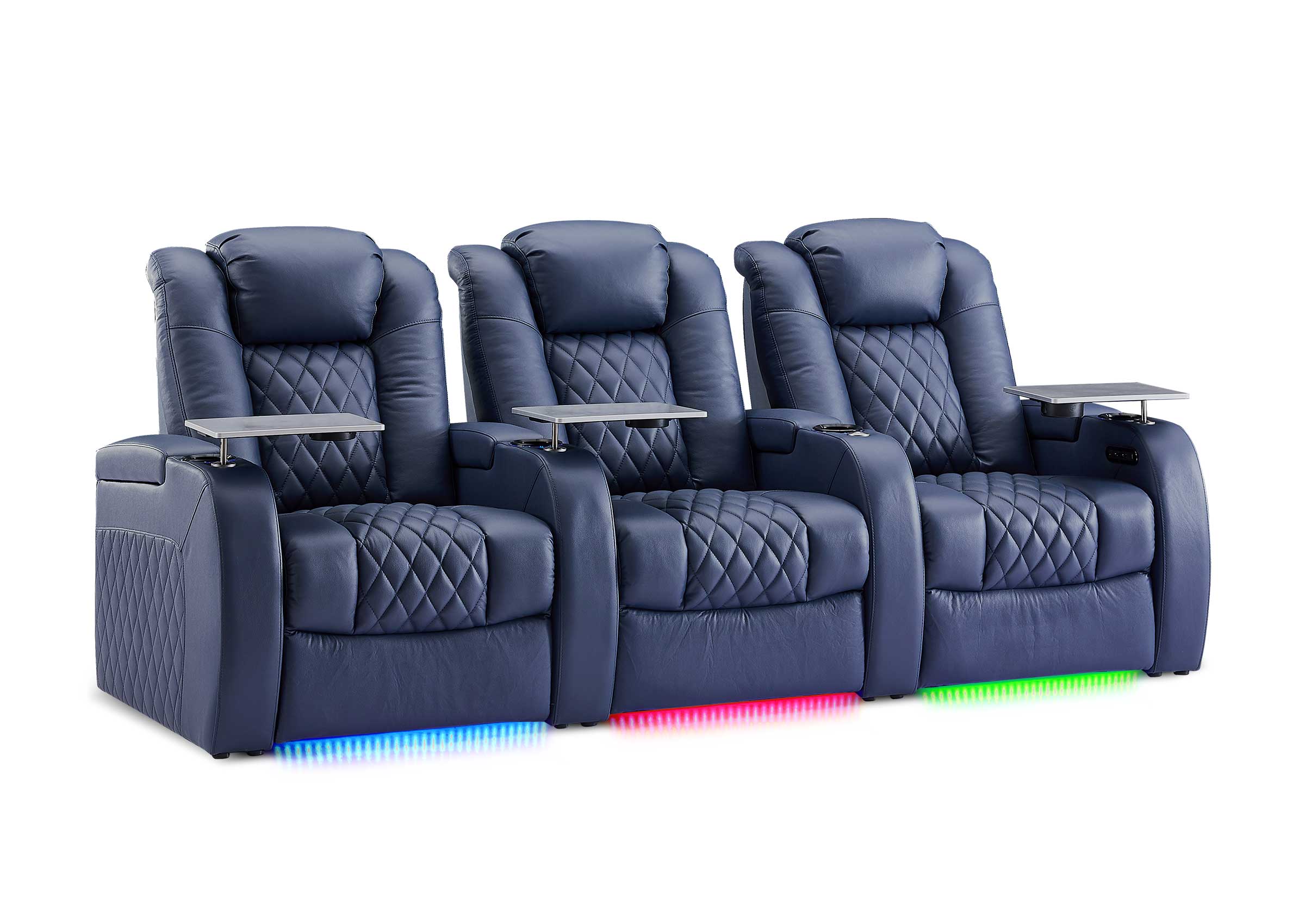Weilianda FortLux XL Series – Big & Tall Design | Three-Seat Movie Theater Seating with Geniune Leather and USB Charging Ports
