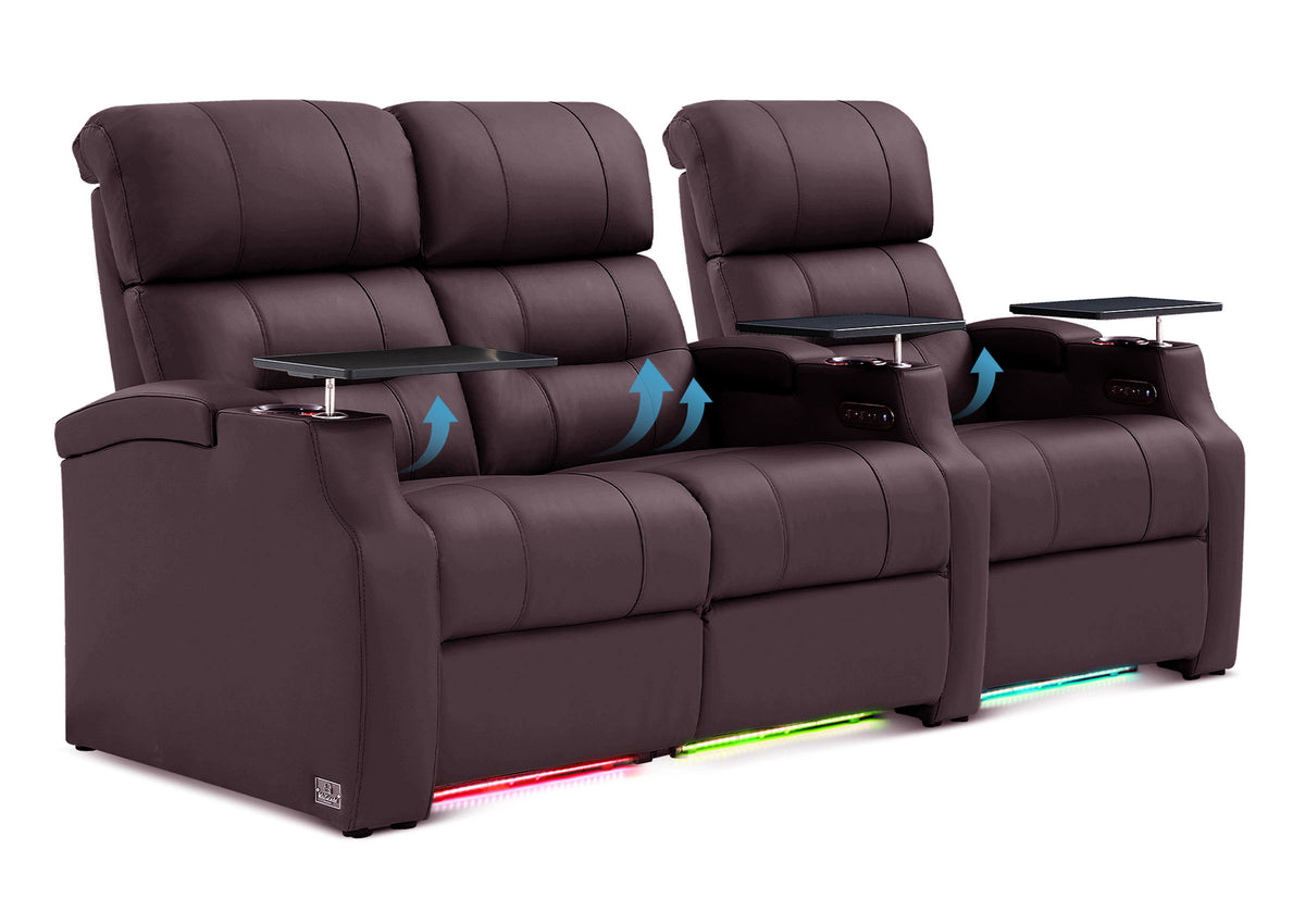 Weilianda Vanguard Lumbar Series 3-Seat Genuine Leather Sofa with Power Lumbar Support