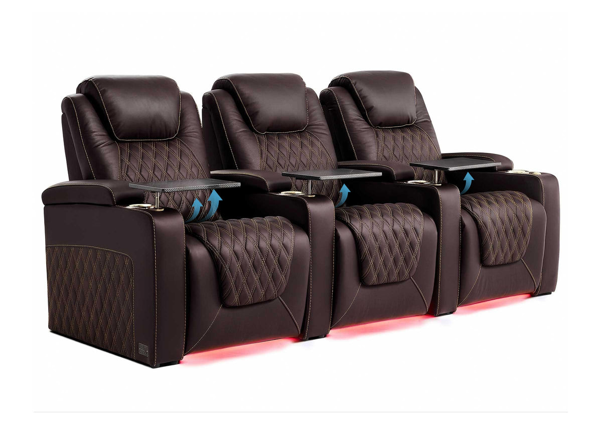 Weilianda Chic Lumbar Series Leather Seating Row of 3 with Built-In Lumbar Support for Home Theater