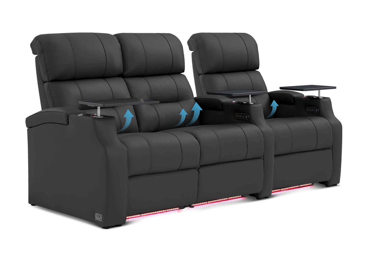 Weilianda Vanguard Lumbar Series 3-Seat Genuine Leather Sofa with Power Lumbar Support