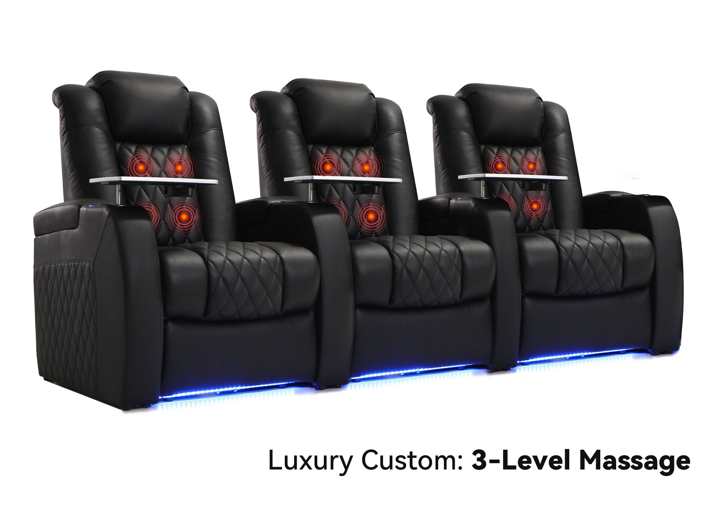 Weilianda Luxury Massage Custom 3-Seater Home Theater Recliners | 3-Level Massage, Top-Grain Leather, Zero Gravity