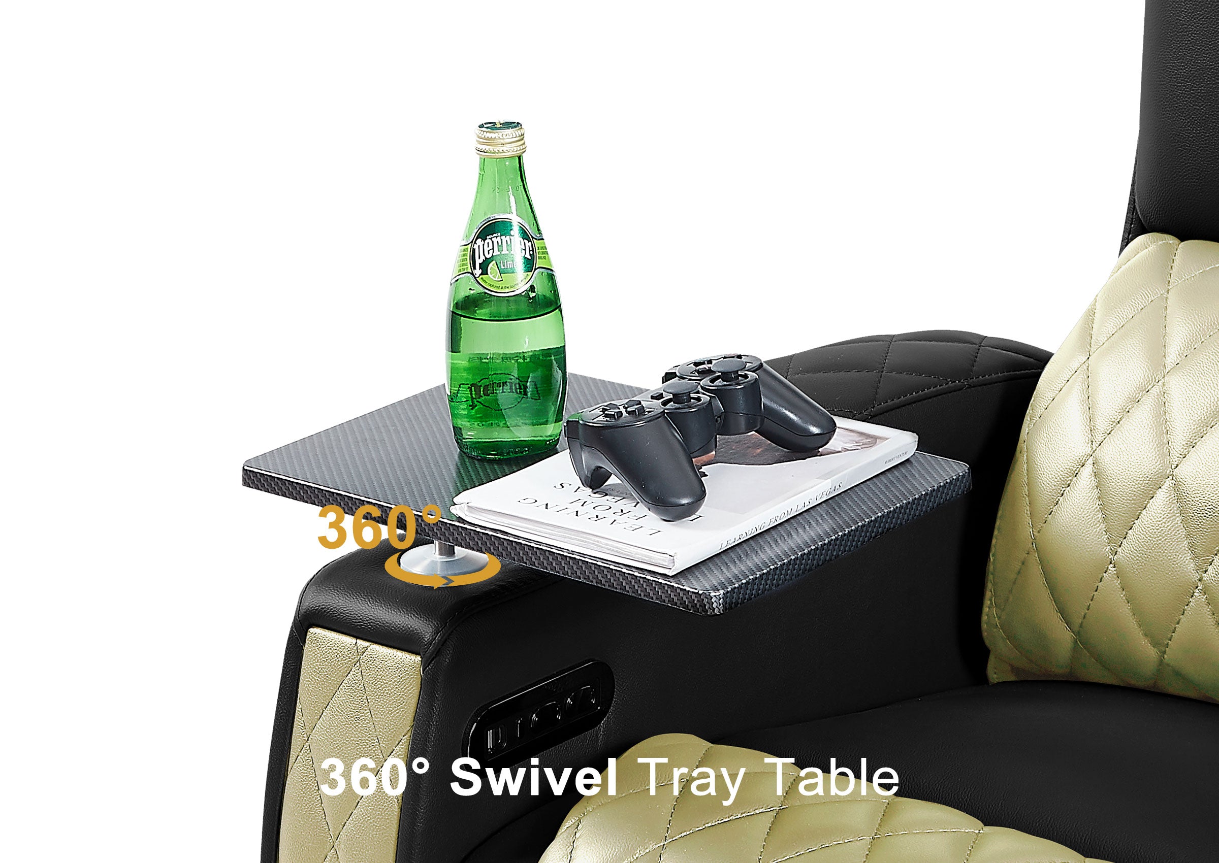 Weilianda AstroUltra Series Black Custom Dual-Color 2-Seat Home Cinema Sofa with Adjustable Headrest & Footrest