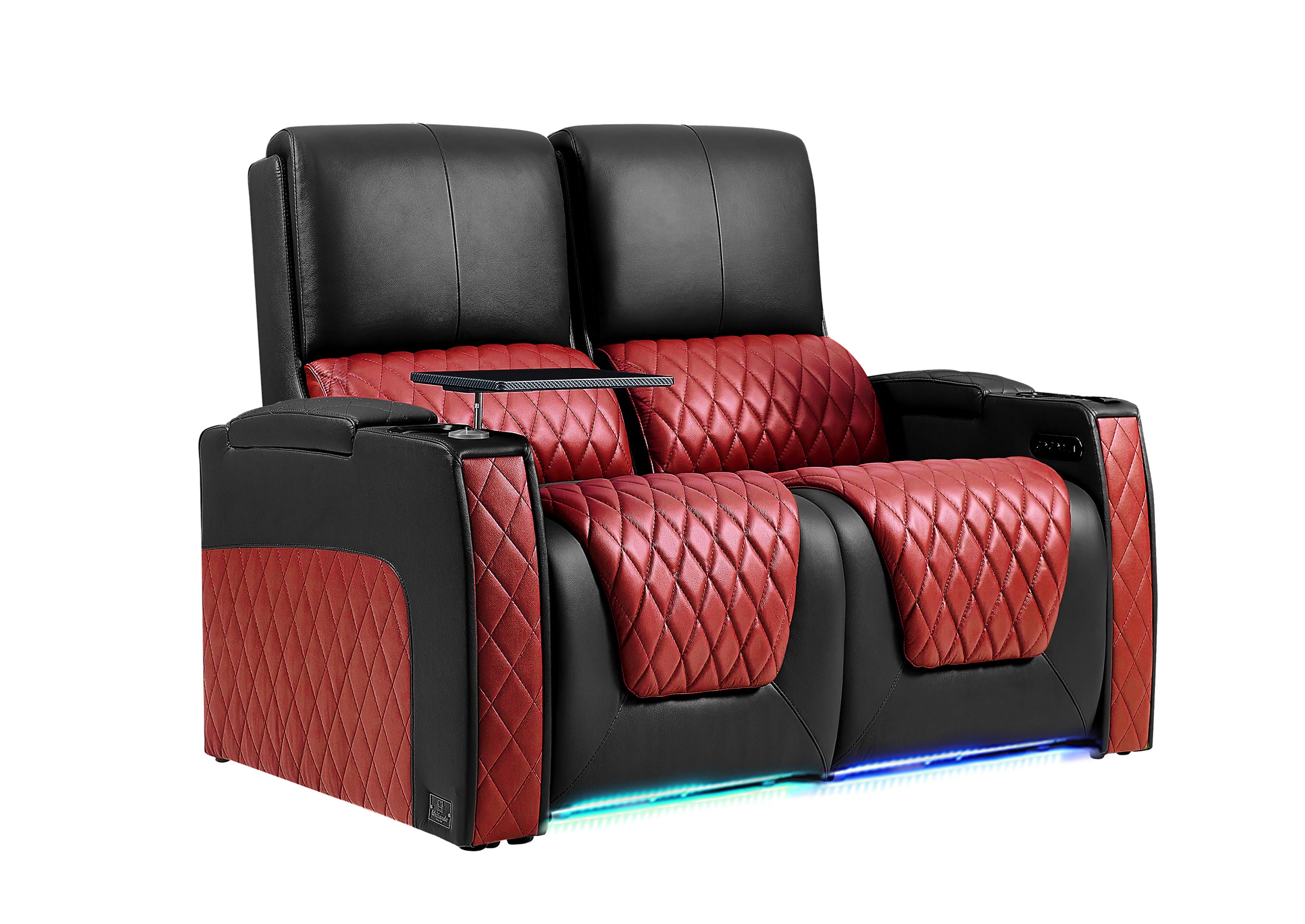 Weilianda AstroUltra Series Black Custom Dual-Color 2-Seat Home Cinema Sofa with Adjustable Headrest & Footrest
