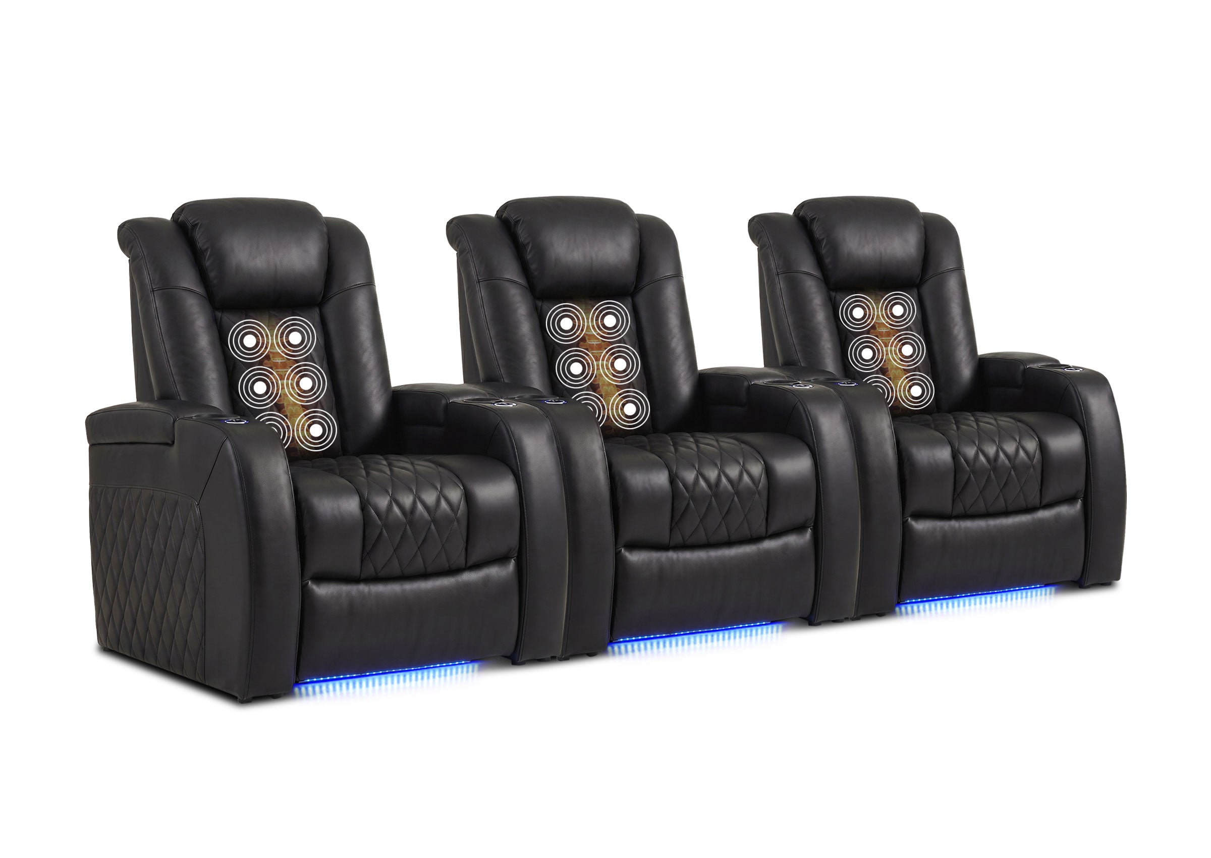 Weilianda FortLux Massage Series Custom 3-Seater Home Theater Recliners | 3-Level Massage, Top-Grain Leather, Zero Gravity
