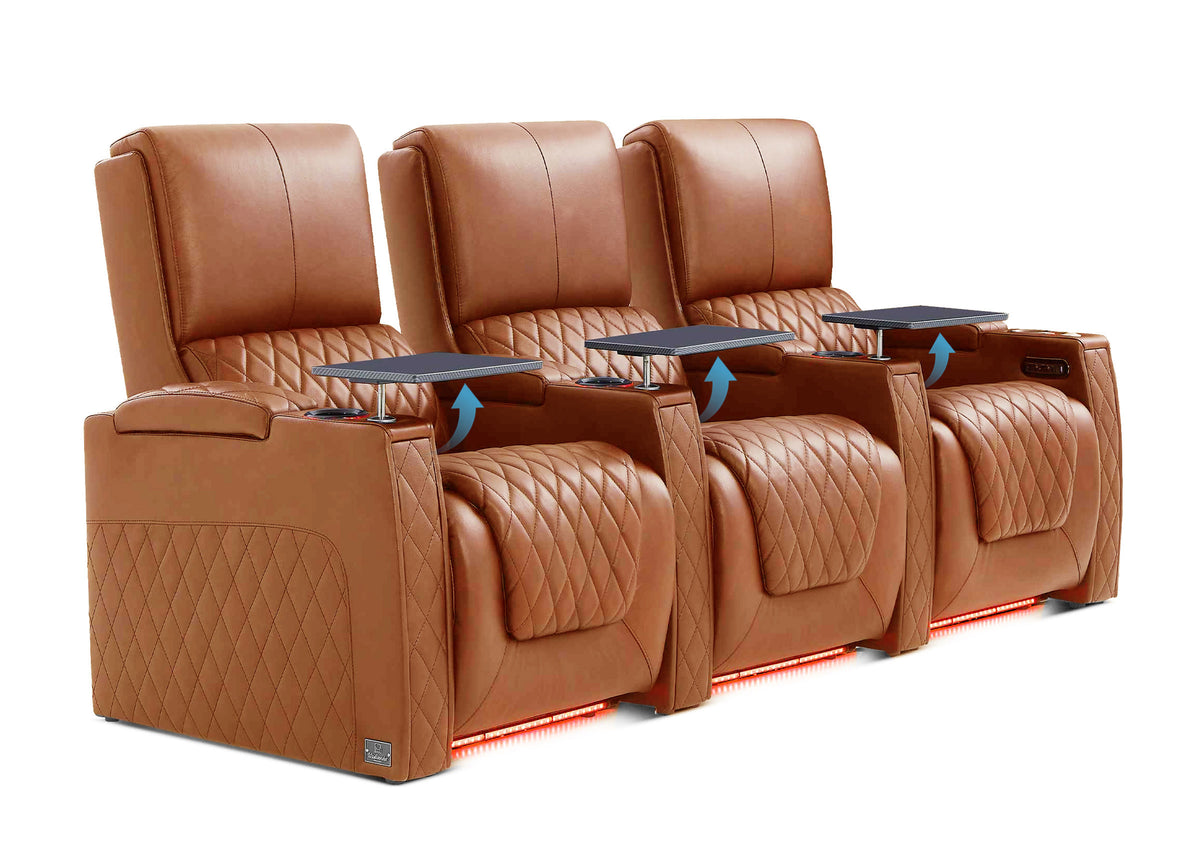 Weilianda AstroUltra Lumbar Series 3-Seat Home Theater Recliner with Ergonomic Lumbar Support | Ambient Lighting for Media Room