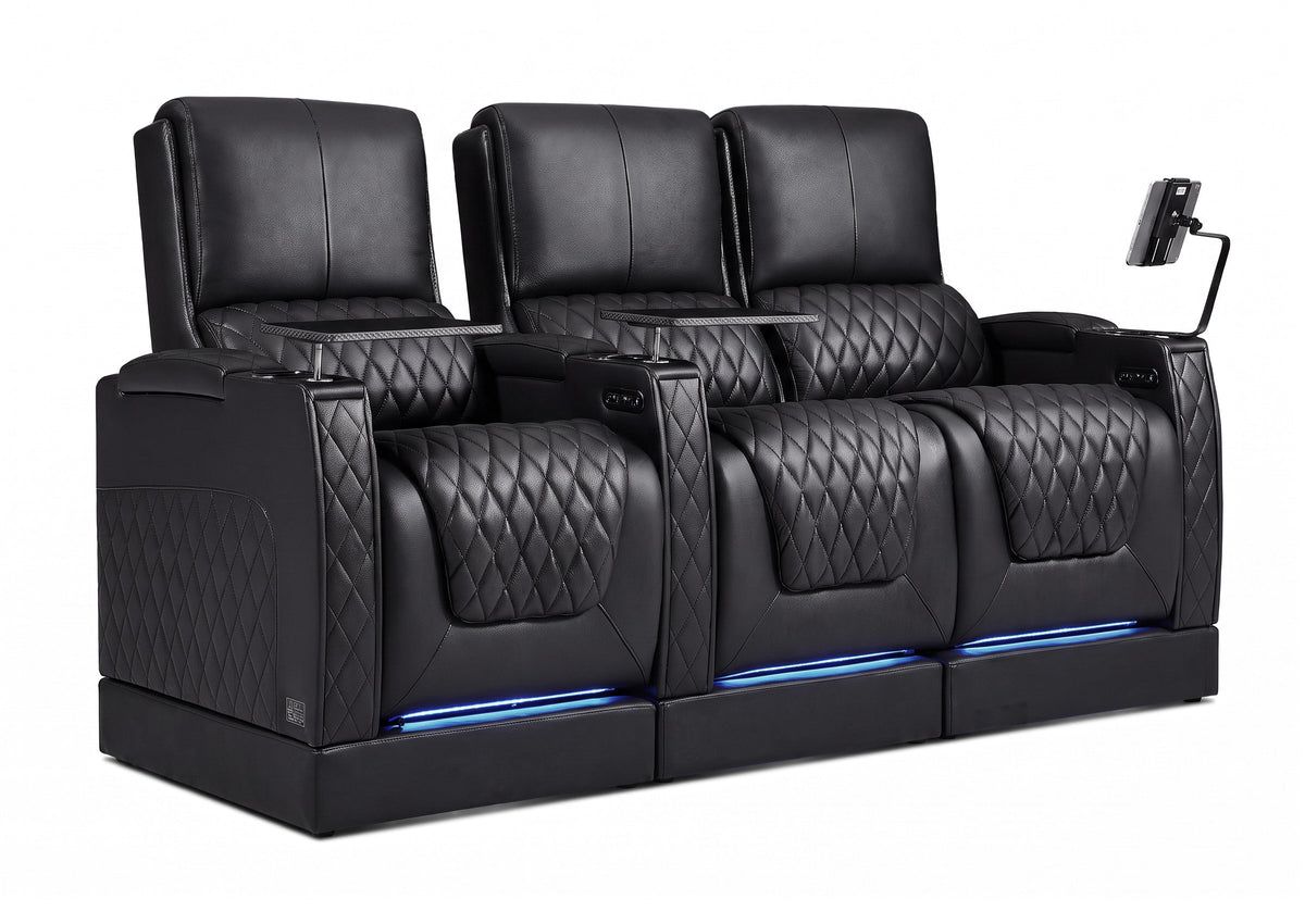 Weilianda AstroUltra Riser Series Three Seat Electric Theater Recliner | USB Charging for Game Room