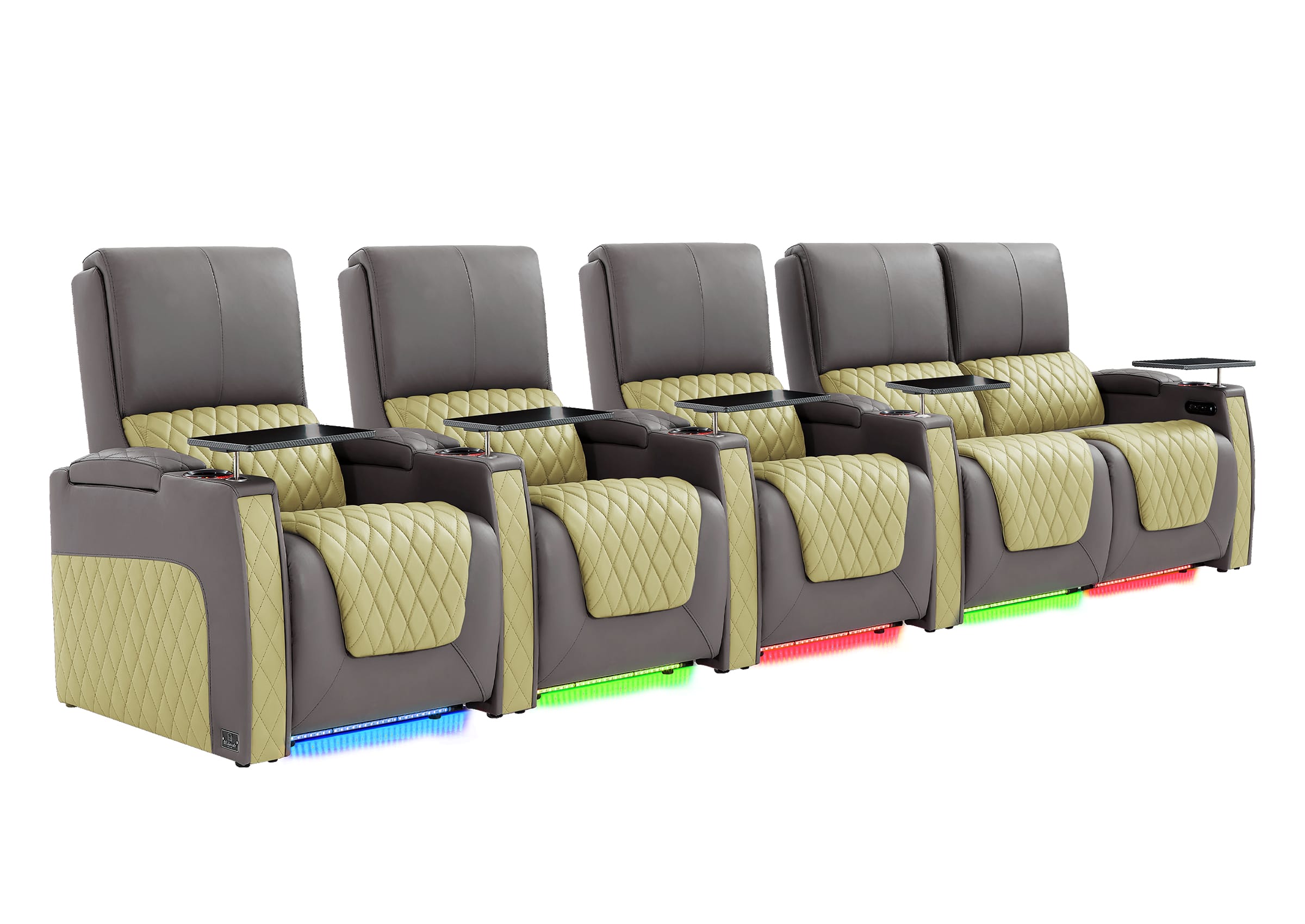 Weilianda AstroUltra Series Grey Custom Dual-Tone Modern Theater Seating with USB Charging 5-Seater