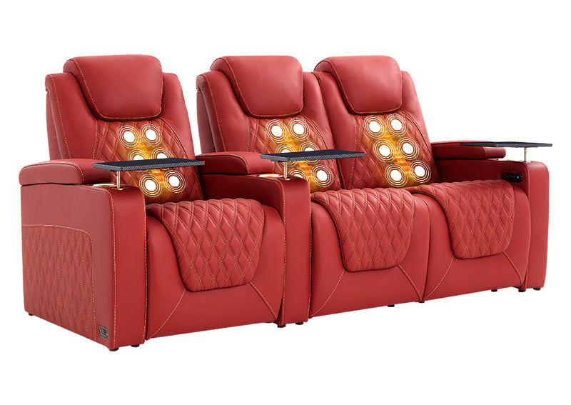 Weilianda LumiChic Massage Series Three-Seat Genuine Leather Sofa | Power Headrest & Footrest