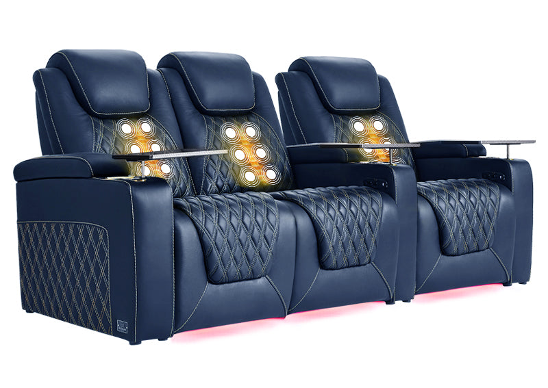 Weilianda LumiChic Massage Series Three-Seat Genuine Leather Sofa | Power Headrest & Footrest
