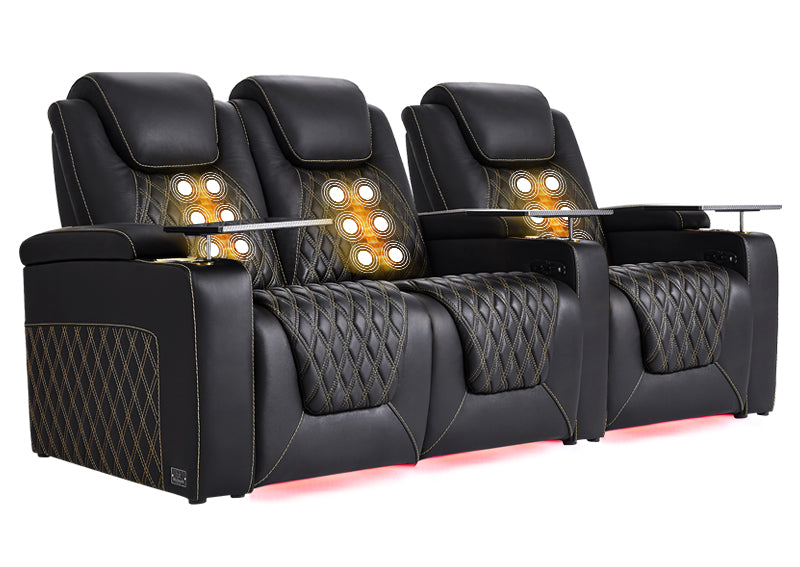 Weilianda LumiChic Massage Series Three-Seat Genuine Leather Sofa | Power Headrest & Footrest