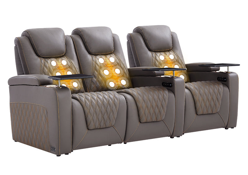 Weilianda LumiChic Massage Series Three-Seat Genuine Leather Sofa | Power Headrest & Footrest