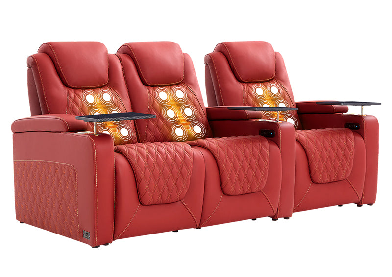 Weilianda LumiChic Massage Series Three-Seat Genuine Leather Sofa | Power Headrest & Footrest